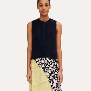 Stine Goya Annemarie chunky knit sleeveless vest navy wool mix (size S)